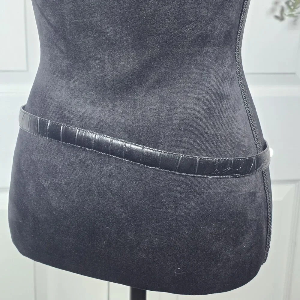 Brighton Black Textured Leather Brilliant Silver Work 3/4